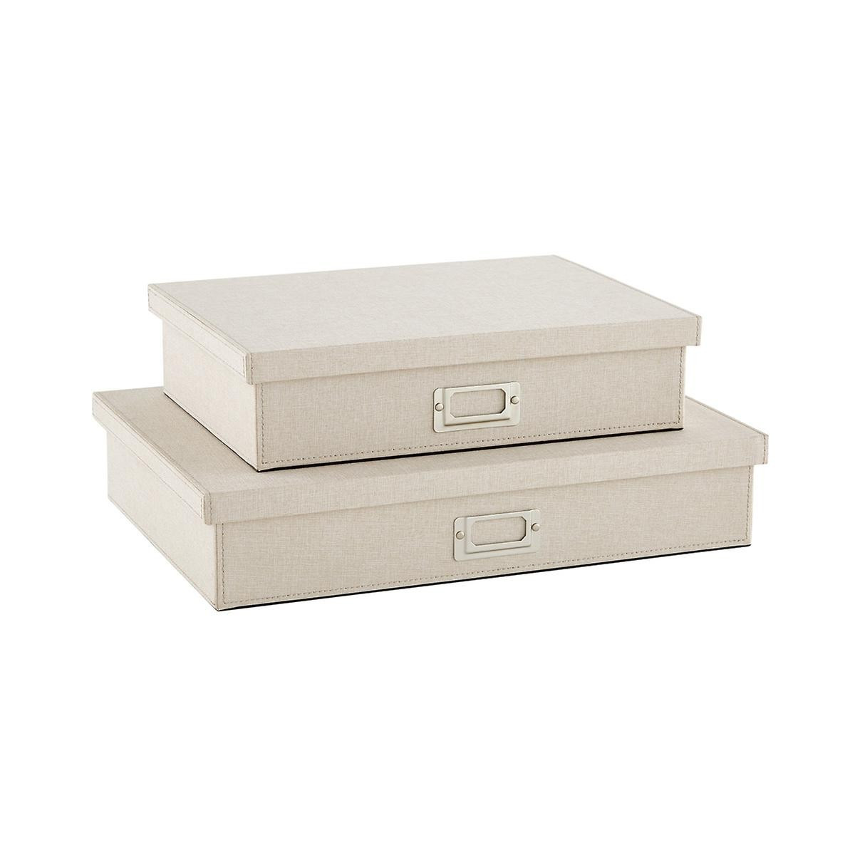 Bristol Linen Flax Office Storage Boxes | The Container Store