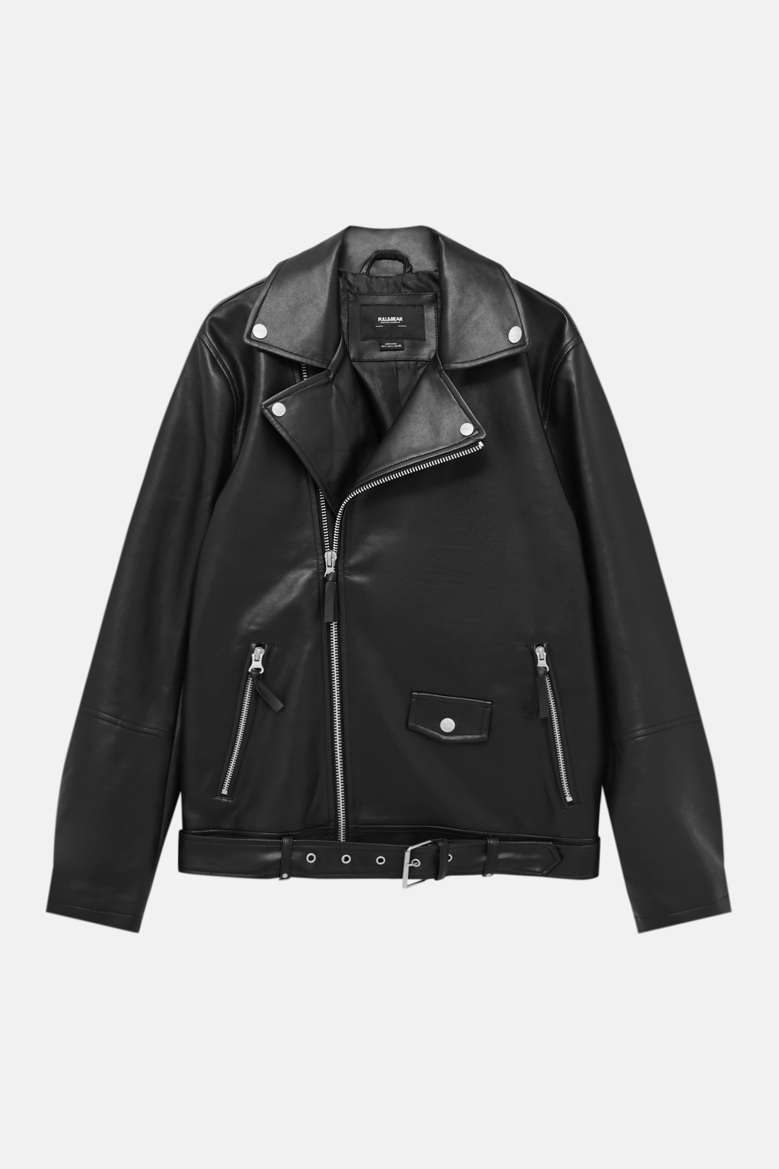 Schwarze Bikerjacke aus Kunstleder | PULL and BEAR DE
