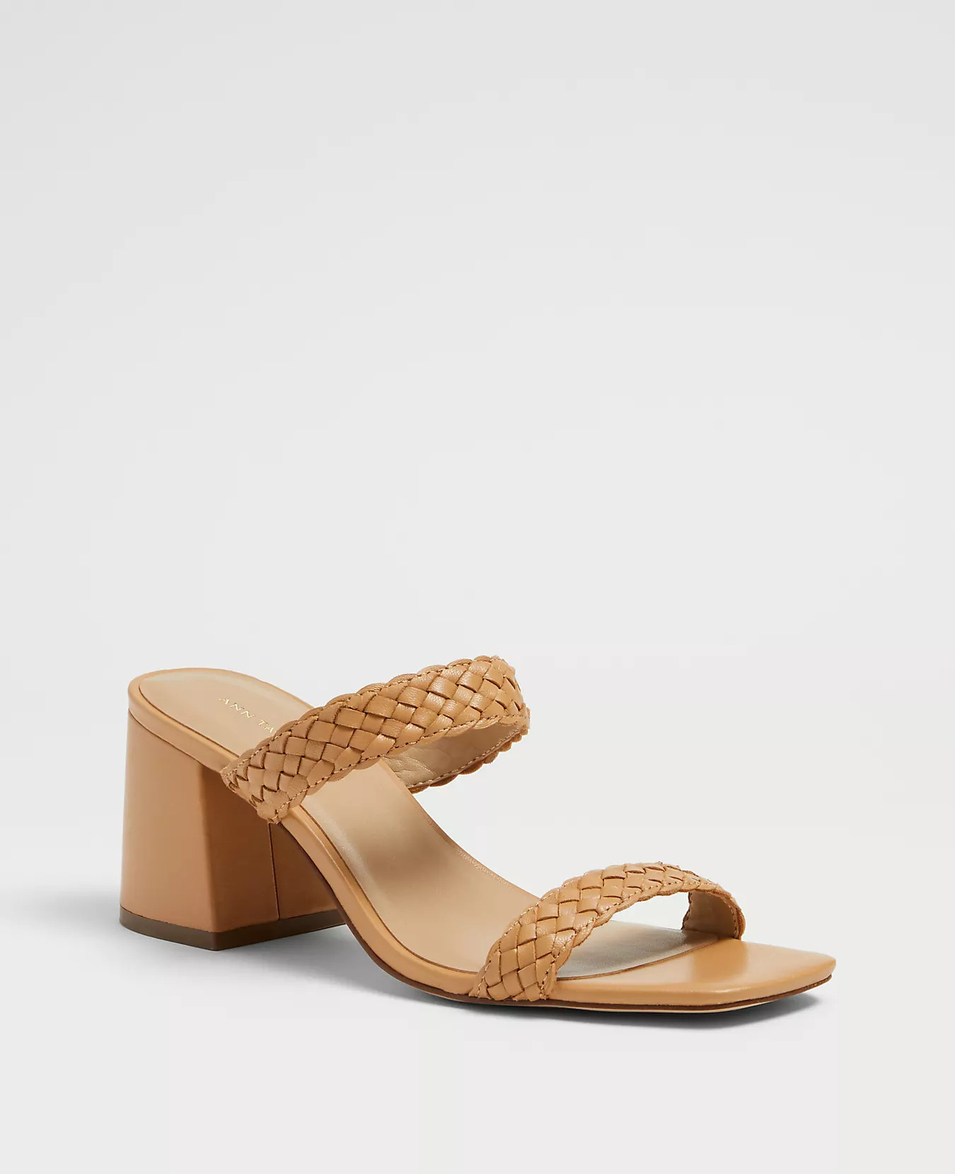 Peyton Woven Leather Strappy Block Heel Sandals | Ann Taylor | Ann Taylor (US)