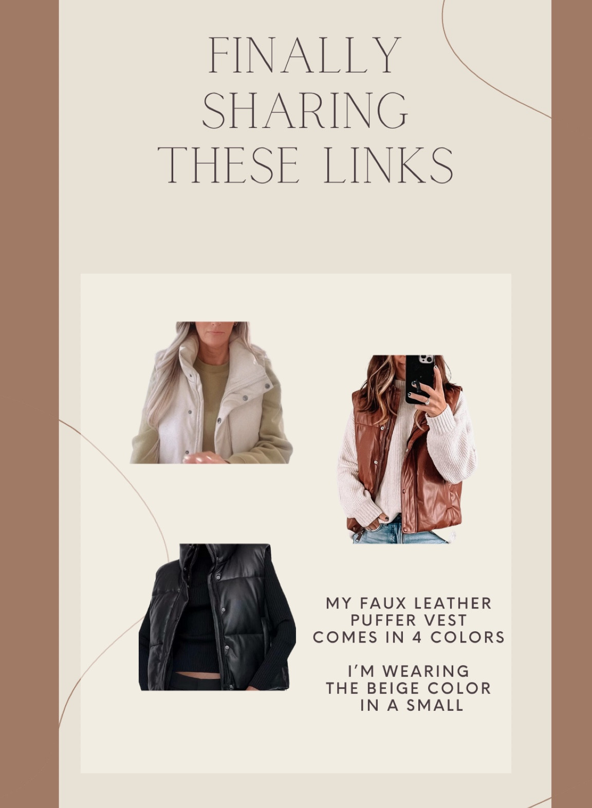 Faux leather puffer vest that I’ve been living in! It’s true to size and literally goes with everything #puffervest #fauxleather #wingerstaple #justaddabow

#LTKSeasonal #LTKstyletip #LTKover40