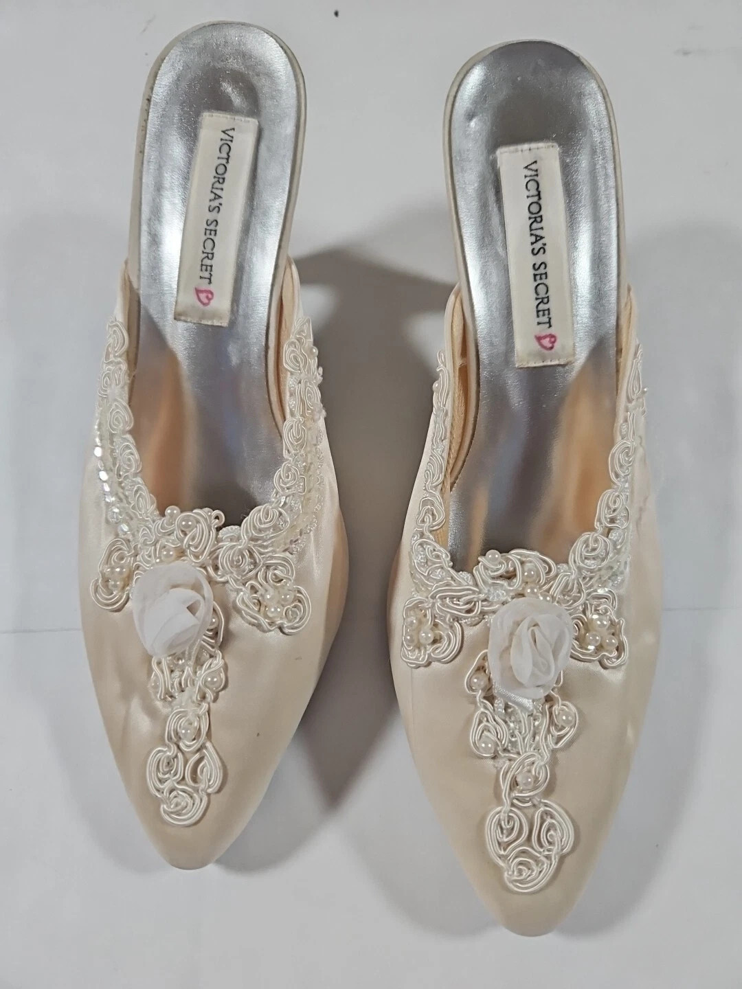 Victorias Secret Vintage Satin HOLLYWOOD GLAMOUR SEQUIN Boudoir Slippers Size L | eBay | eBay US