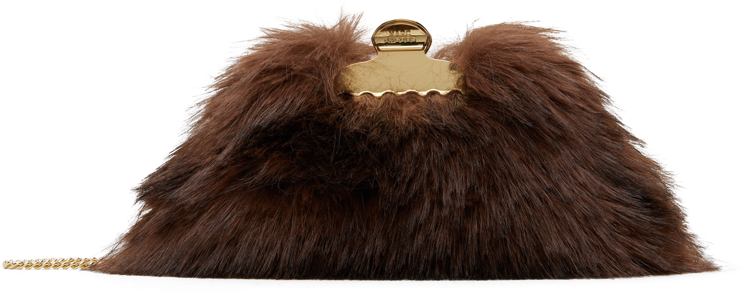 Marc Jacobs Brown 'The Faux Fur Glam Small' Clutch | SSENSE