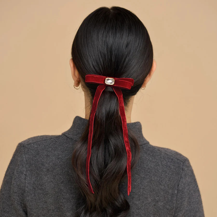 Velvet & Gemstone Bow Hair Clip | Kitsch