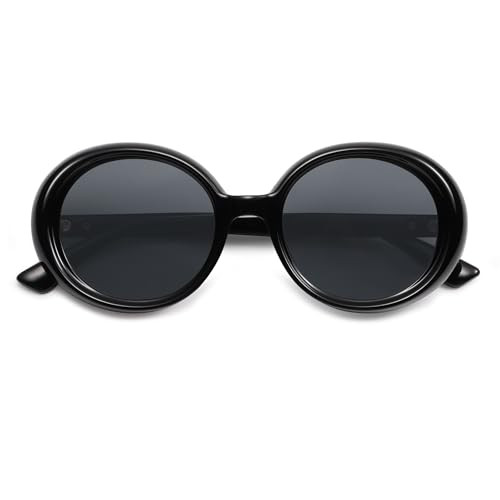 SOJOS Big Retro Oval Round Sunglasses for Women Men Cute Trendy UV400 Sunnies SJ2337, Black/Grey | Amazon (US)