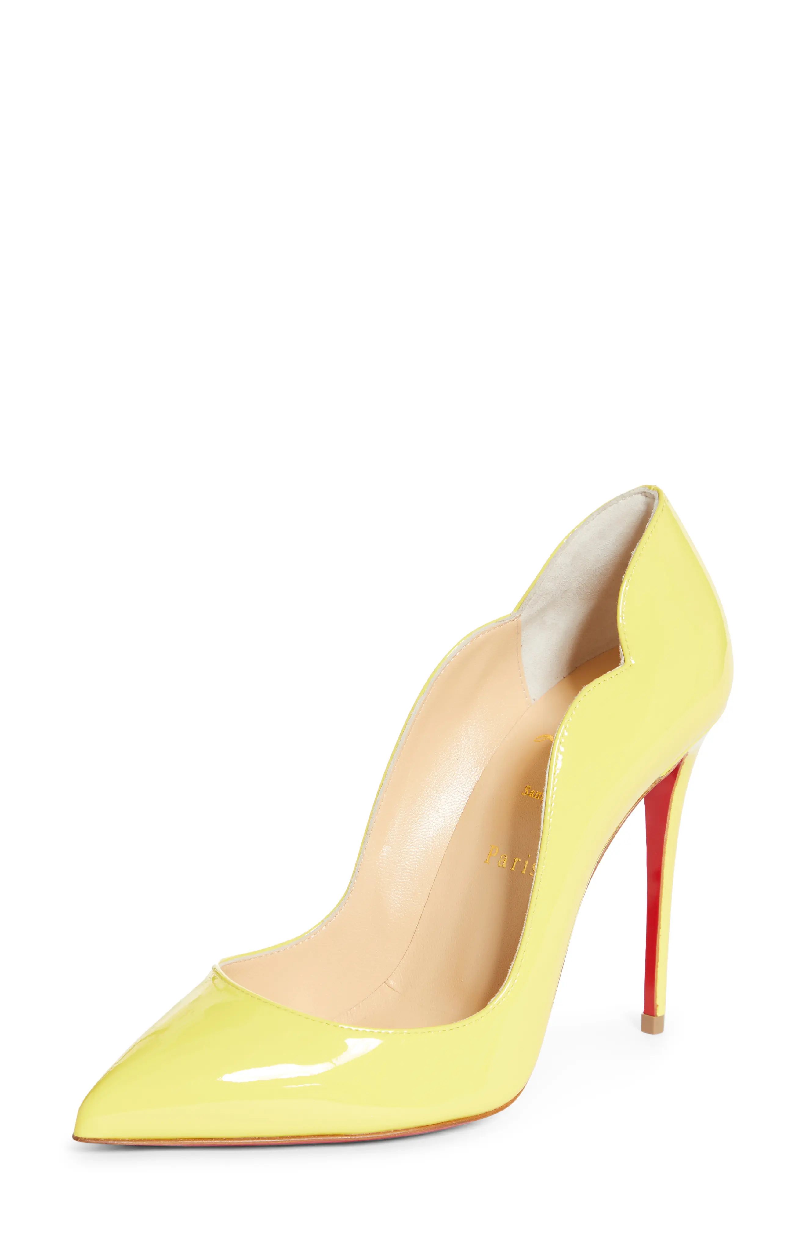 Women's Christian Louboutin Hot Chick Scallop Pointed Toe Pump, Size 10.5US - Yellow | Nordstrom