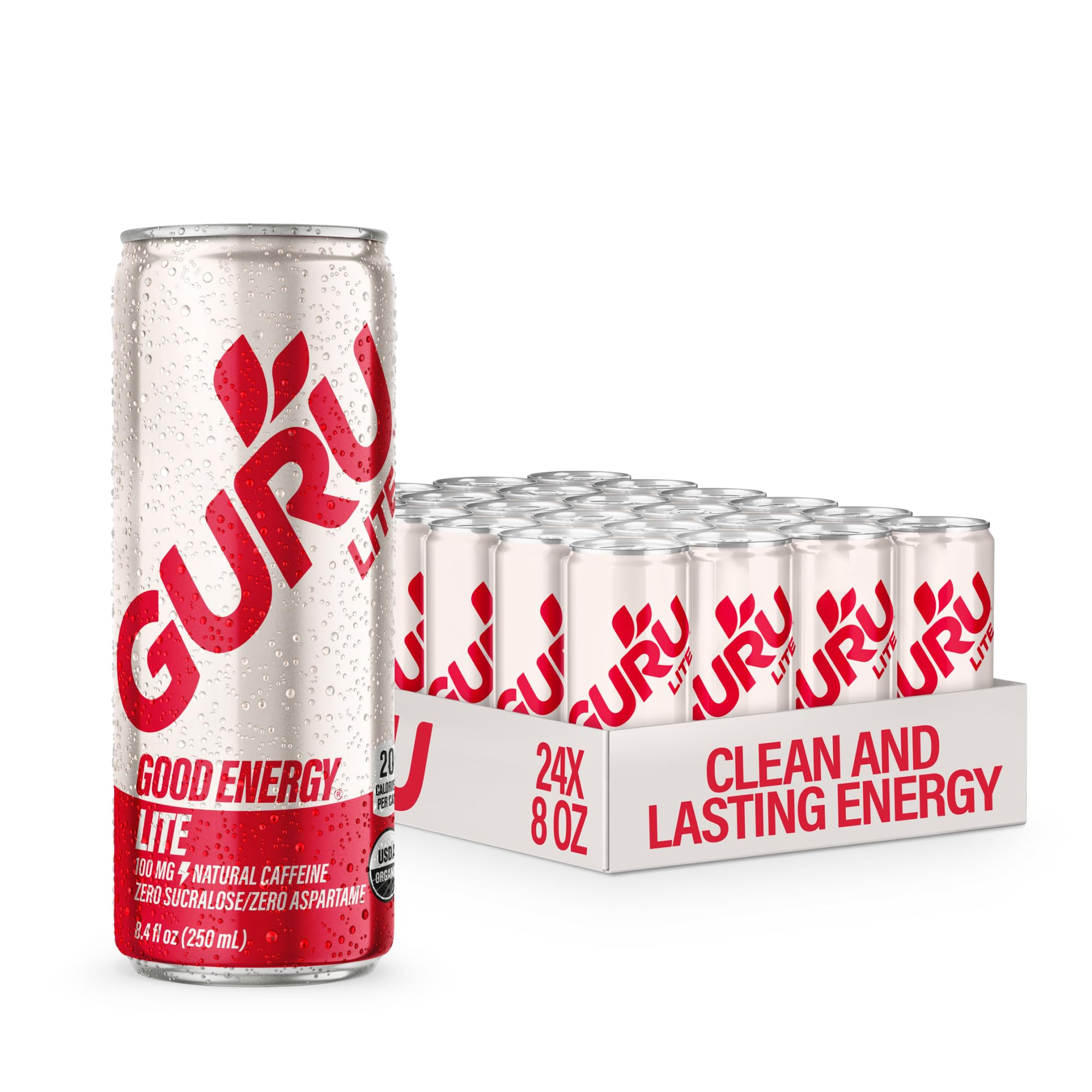 GURU Lite Organic Energy Drinks, Clean Energy Drink with Plant Based Natural Caffeine from Green ... | Amazon (US)