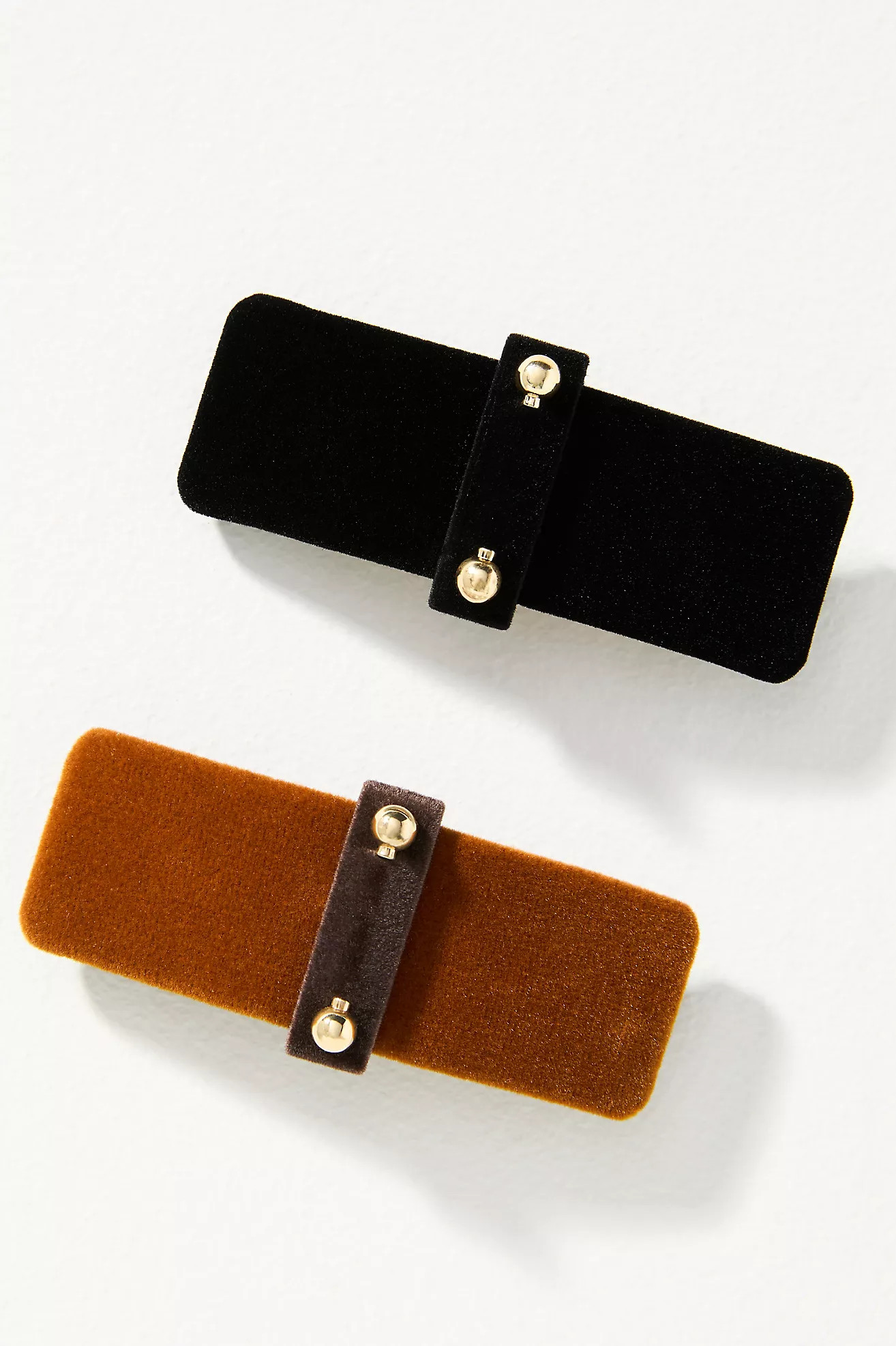 Velvet Rectangular Barrettes, Set of 2 | Anthropologie (US)