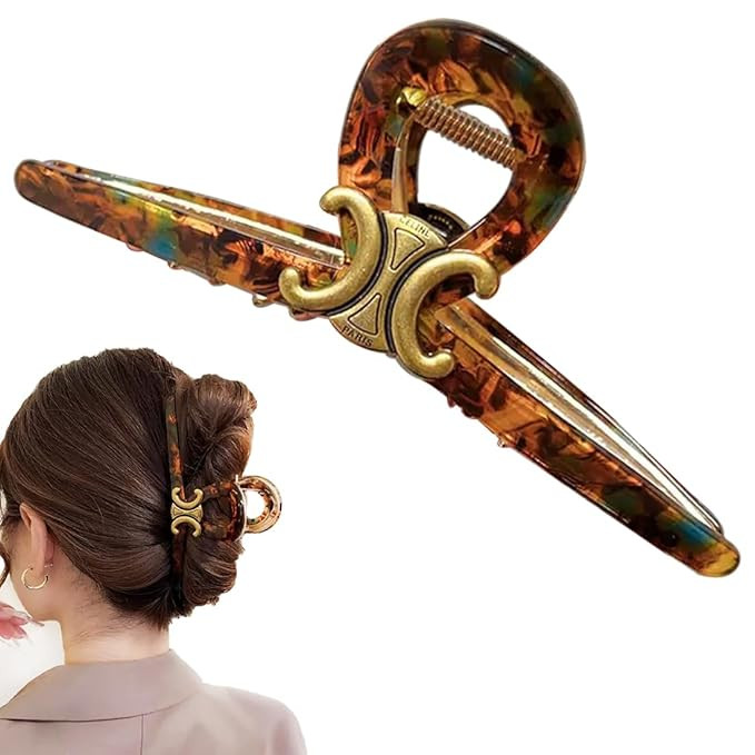 Wenlly retro style hair claw clips, 5.3 Inch large cellulose acetate alloy hair jaw clips, non-sl... | Amazon (US)