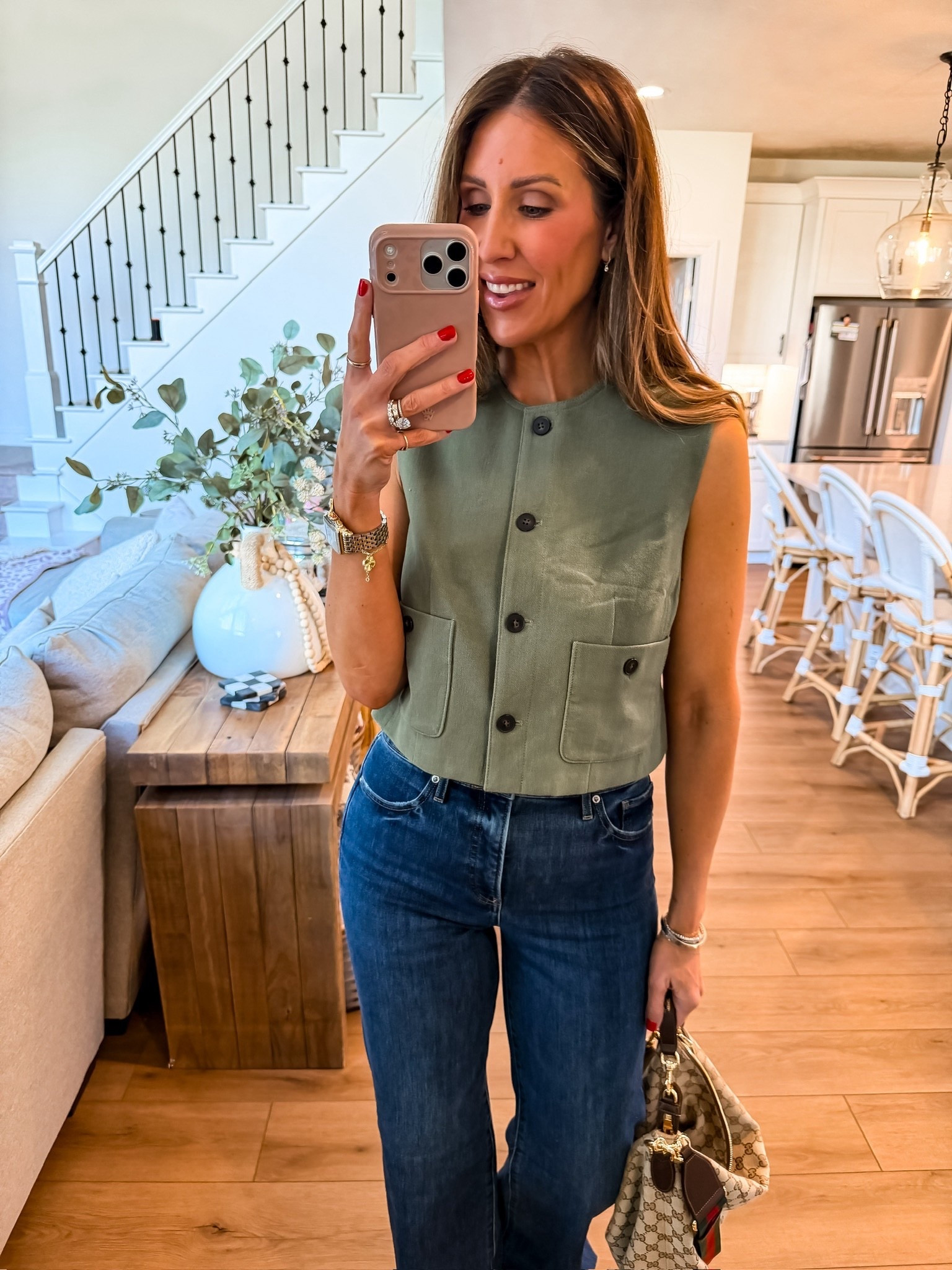 Such a good elevated everyday look 🤍 this little vest instantly makes a simple jeans outfit feel styled and put together. Love the structure and how flattering it is.

vest outfit, elevated casual style, everyday outfit inspo, jeans outfit ideas, chic mom style, structured top outfit, casual chic look, neutral outfit ideas, effortless style, themominstyle

#LTKootd #LTKWorkwear #LTKSeasonal