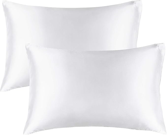BEDELITE Satin Silk Pillowcase for Hair and Skin, White Pillow Cases Standard Size Set of 2 Pack ... | Amazon (US)
