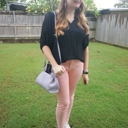 Black, pink and purple with this comfy black blouse, recently thrifted pink Zara skinny jeans and lilac Polene Numero neuf mini bag 💕💜

#LTKaustralia #LTKitbag