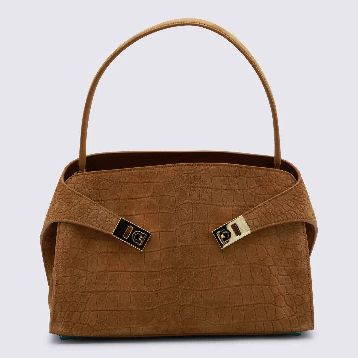 Ferragamo Crocodile-Embossed Leather Top Handle Bag — Beige | Italist Inc.