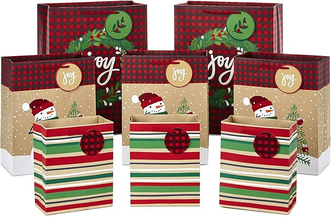 Hallmark Christmas Gift Bag Assortment, Traditional (Pack of 8 Gift Bags; 3 Small 6", 3 Medium 9"... | Amazon (US)