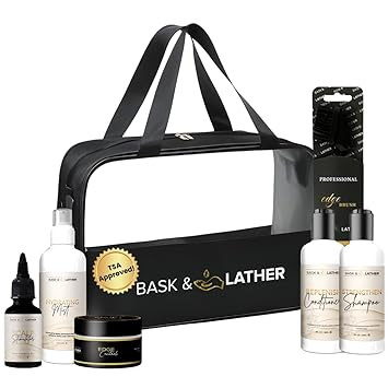 Bask & Lather On the Go Travel Essential Kit, Hydrating Hair Products for Black Hair, Travel Case... | Amazon (US)