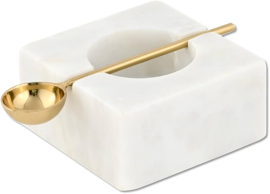 Cruiser’s Caché | White Marble Salt Cellar and Gold Spoon Set | Hand Crafted Natural Marble | ... | Amazon (CA)
