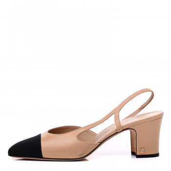 CHANEL

Goatskin Grosgrain Cap Toe CC Slingback Pumps 39.5 Beige Black | Fashionphile