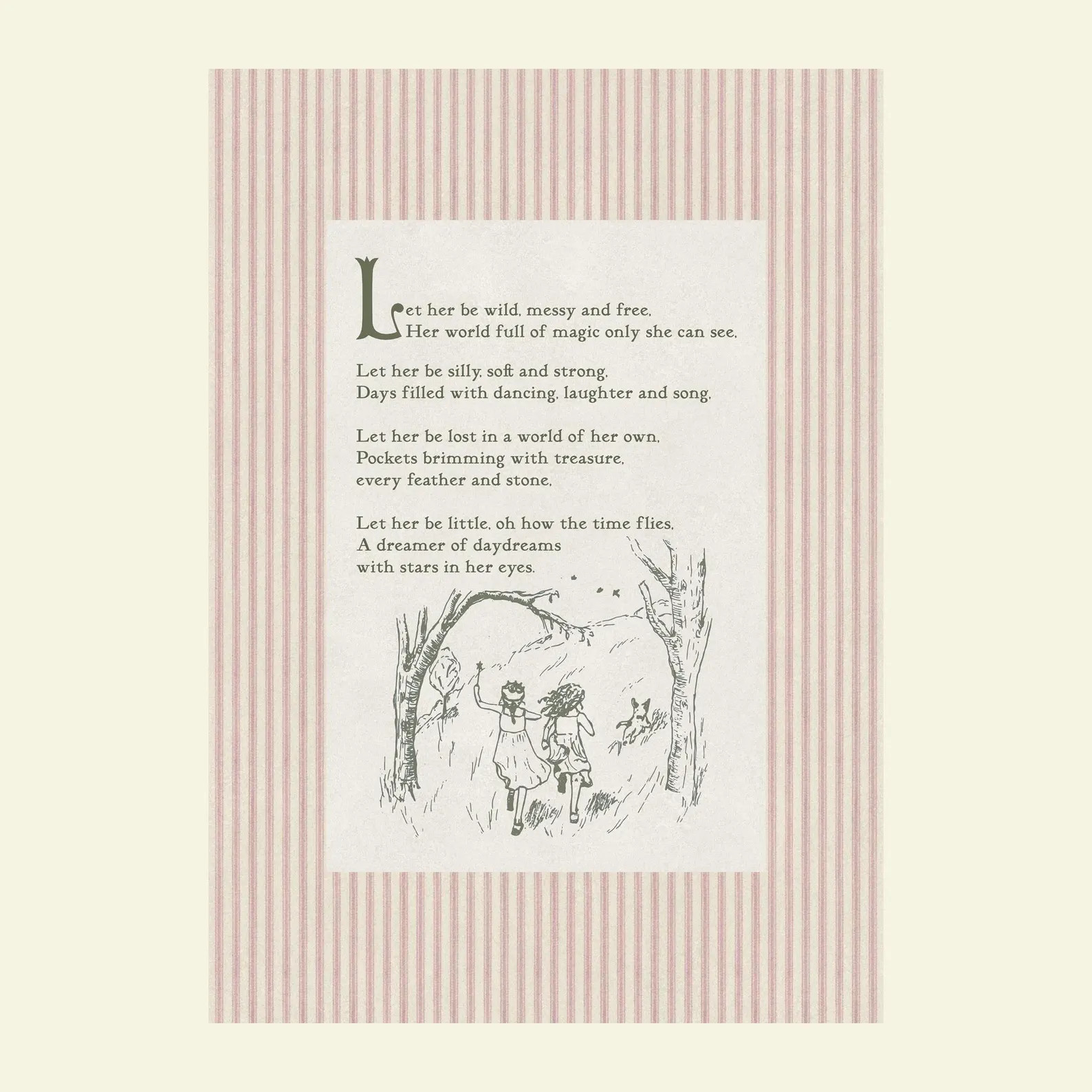 Girlhood Poem Art Print: Sketched Nursery Decor, Cottagecore - Etsy | Etsy (US)