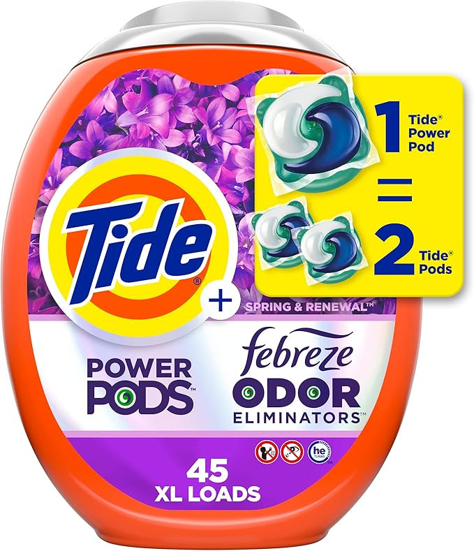 Tide Power Pods Laundry Detergent Pacs with Febreze Freshness with Odor Eliminators, Spring & Ren... | Amazon (US)