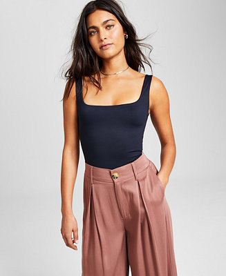 Women's Square-Neck Sleeveless Thong Bodysuit | Macy's