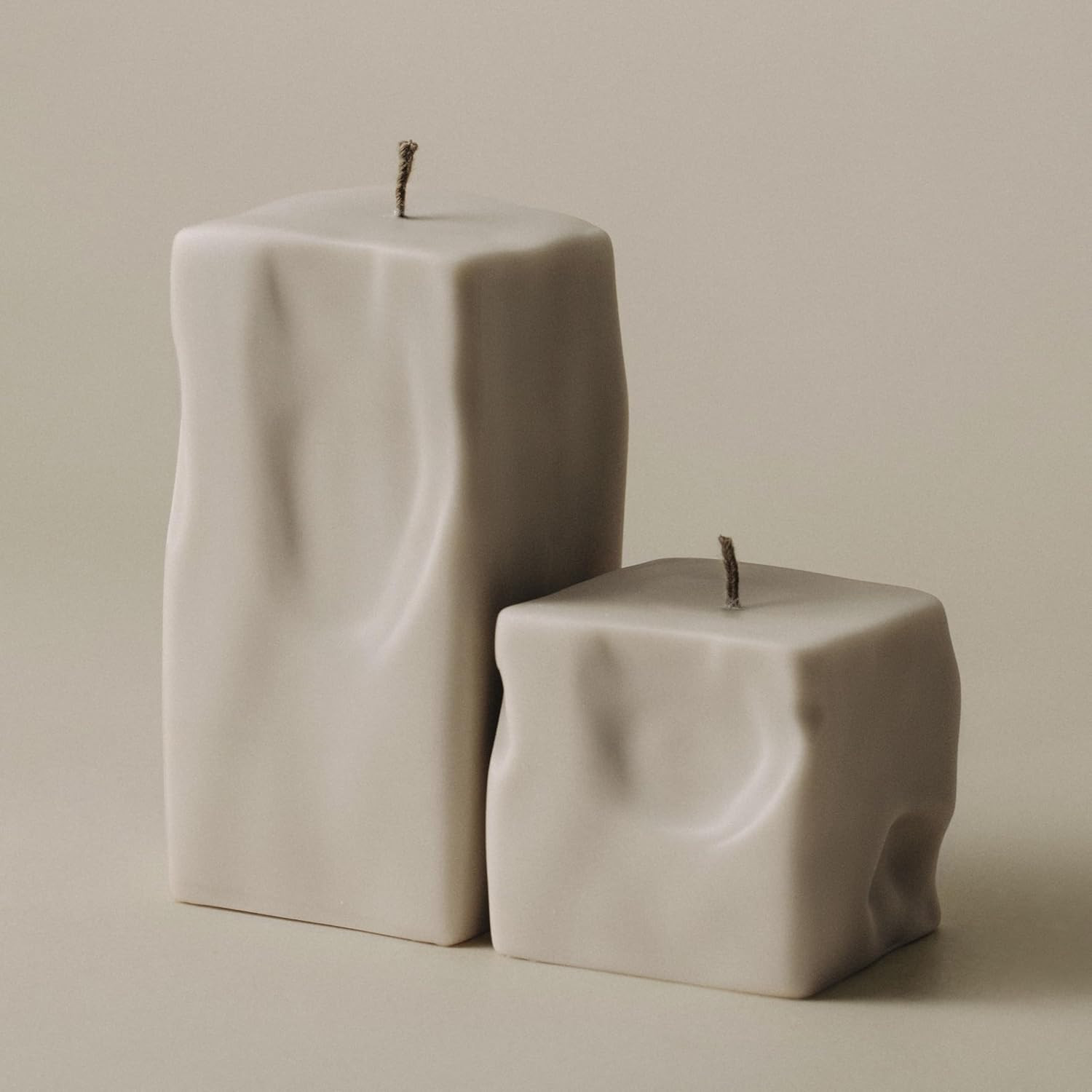 LAWA Raw Block Set of 2 Candle - Beautiful Handmade Pillar Scented Soy Wax Elegant Aesthetic Candle Housewarming Gift Home Room Shelf Decor Idea (Light Beige, Set of 2) | Amazon (US)