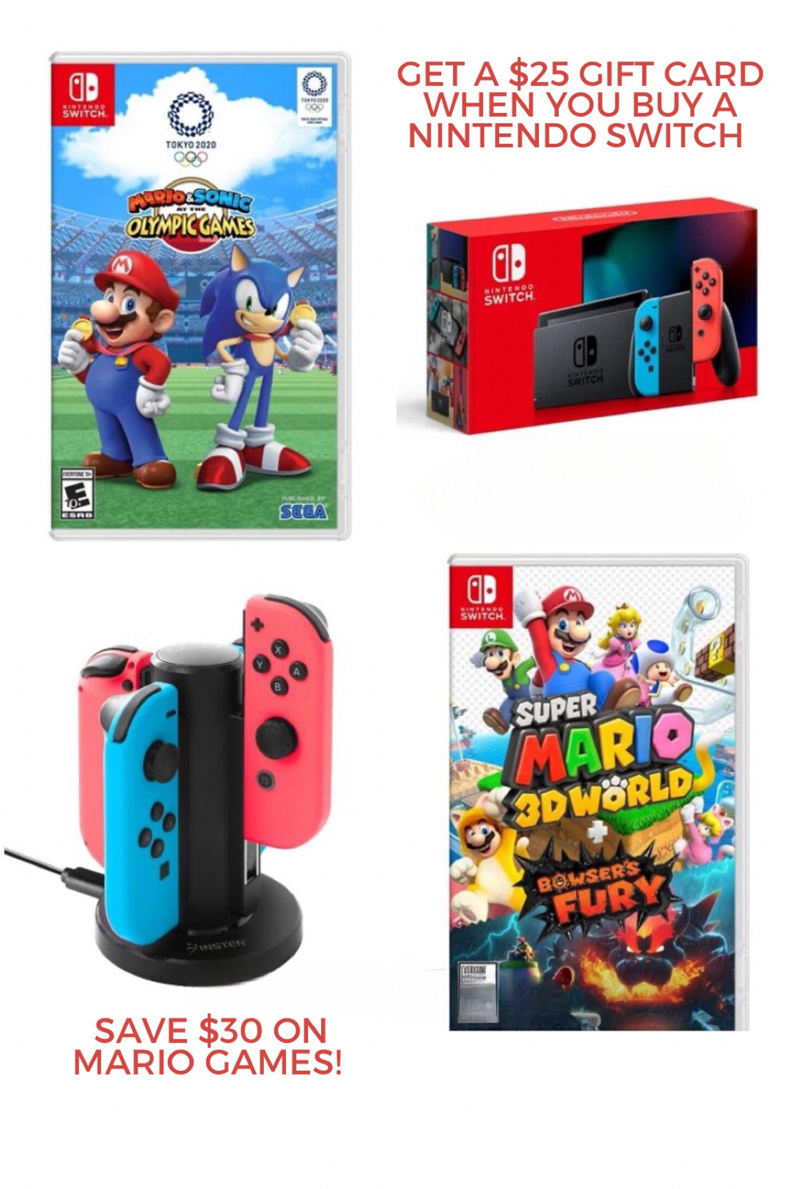 TARGEY CIRCLE WEEK DEALS - Get a $25 GC when you buy a Nintendo Switch AND  save $30 on Mario Games! 