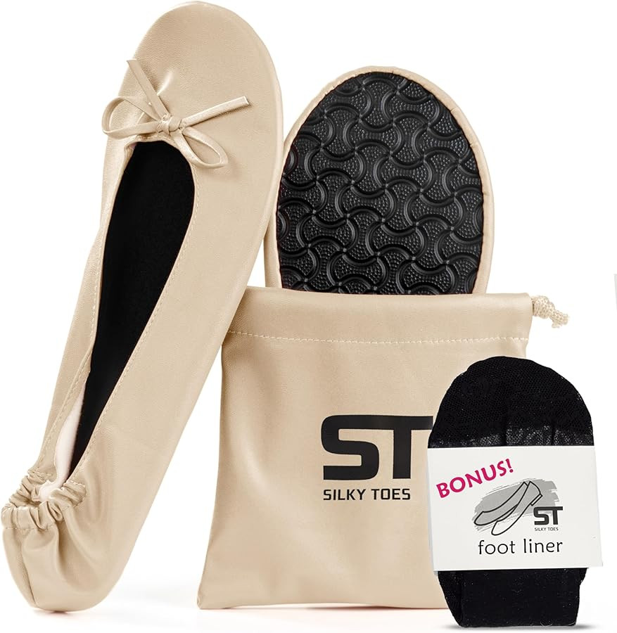 Women's Foldable Portable Travel Ballet Flat Roll Up Slipper Shoes | Amazon (US)