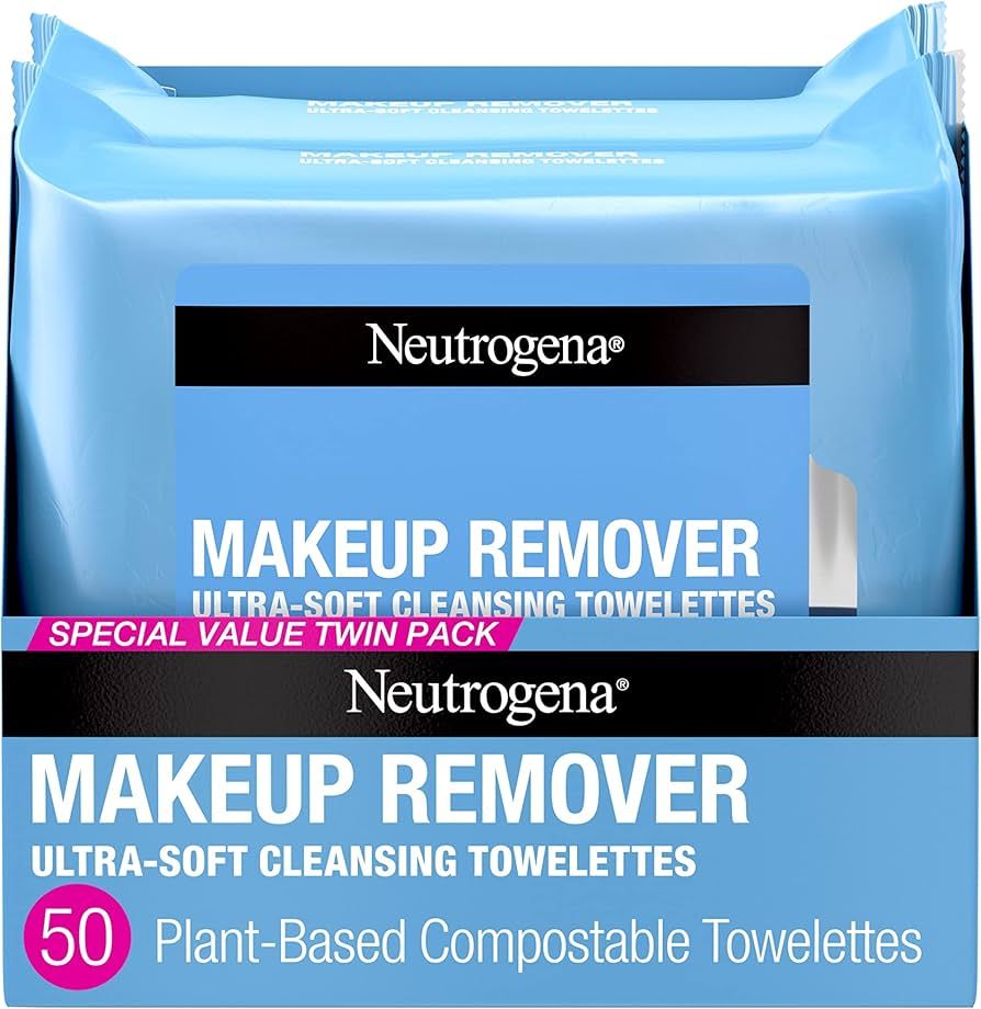 Neutrogena Makeup Remover Wipes, Daily Facial Cleanser Towelettes, Gently Cleanse and Remove Oil ... | Amazon (US)