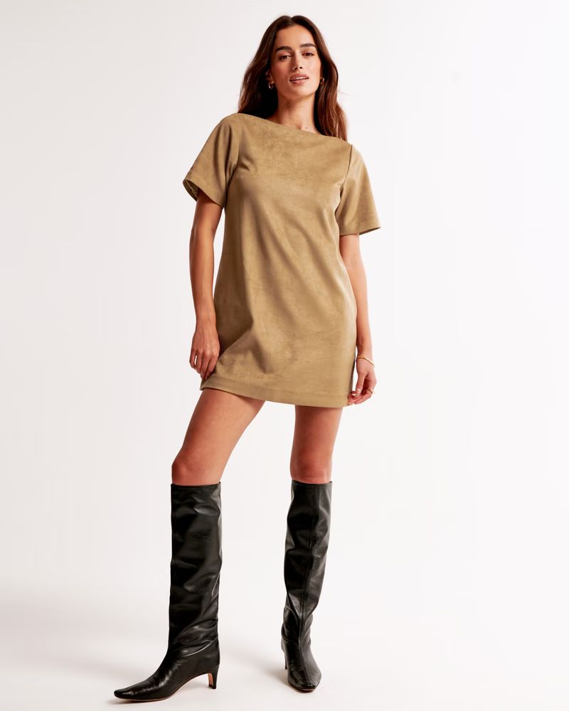 Women's Faux Suede T-Shirt Mini Dress | Women's New Arrivals | Abercrombie.com | Abercrombie & Fitch (US)