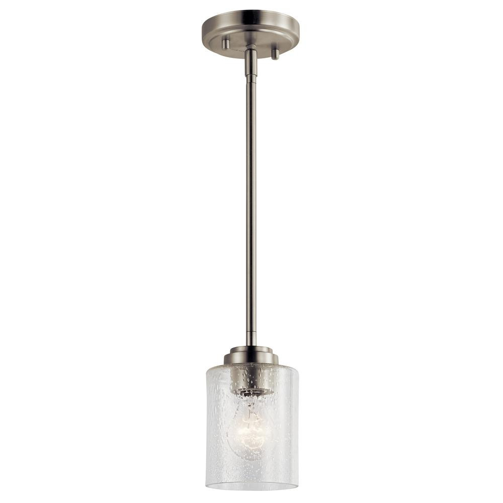 KICHLER Winslow 1-Light Brushed Nickel Contemporary Kitchen Mini Pendant Hanging Light with Clear Se | The Home Depot