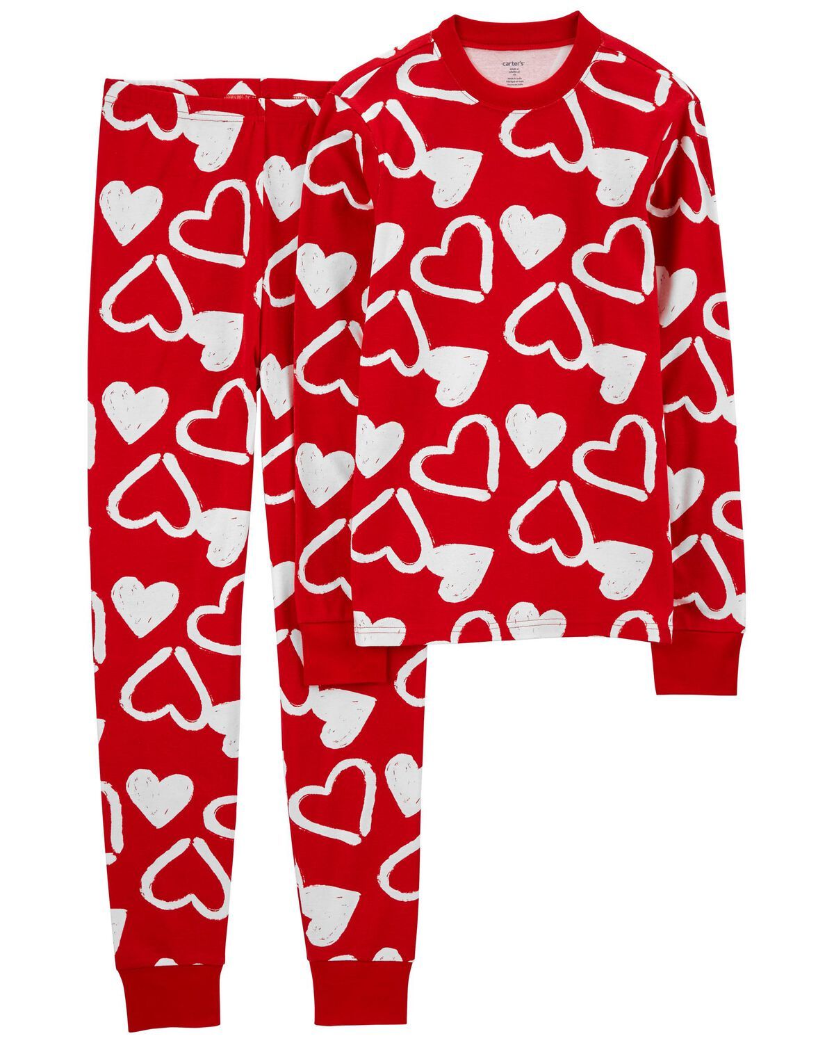 Red Adult 2-Piece Valentine's Day Hearts 100% Snug Fit Cotton Pajamas | carters.com | Carter's