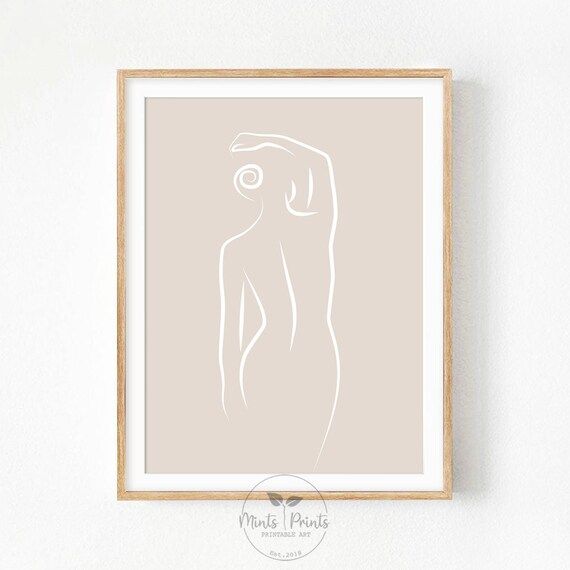 Nude Line Drawing Print - PRINTABLE WALL ART - Black and White Female Figure, Single Continuous L... | Etsy (US)