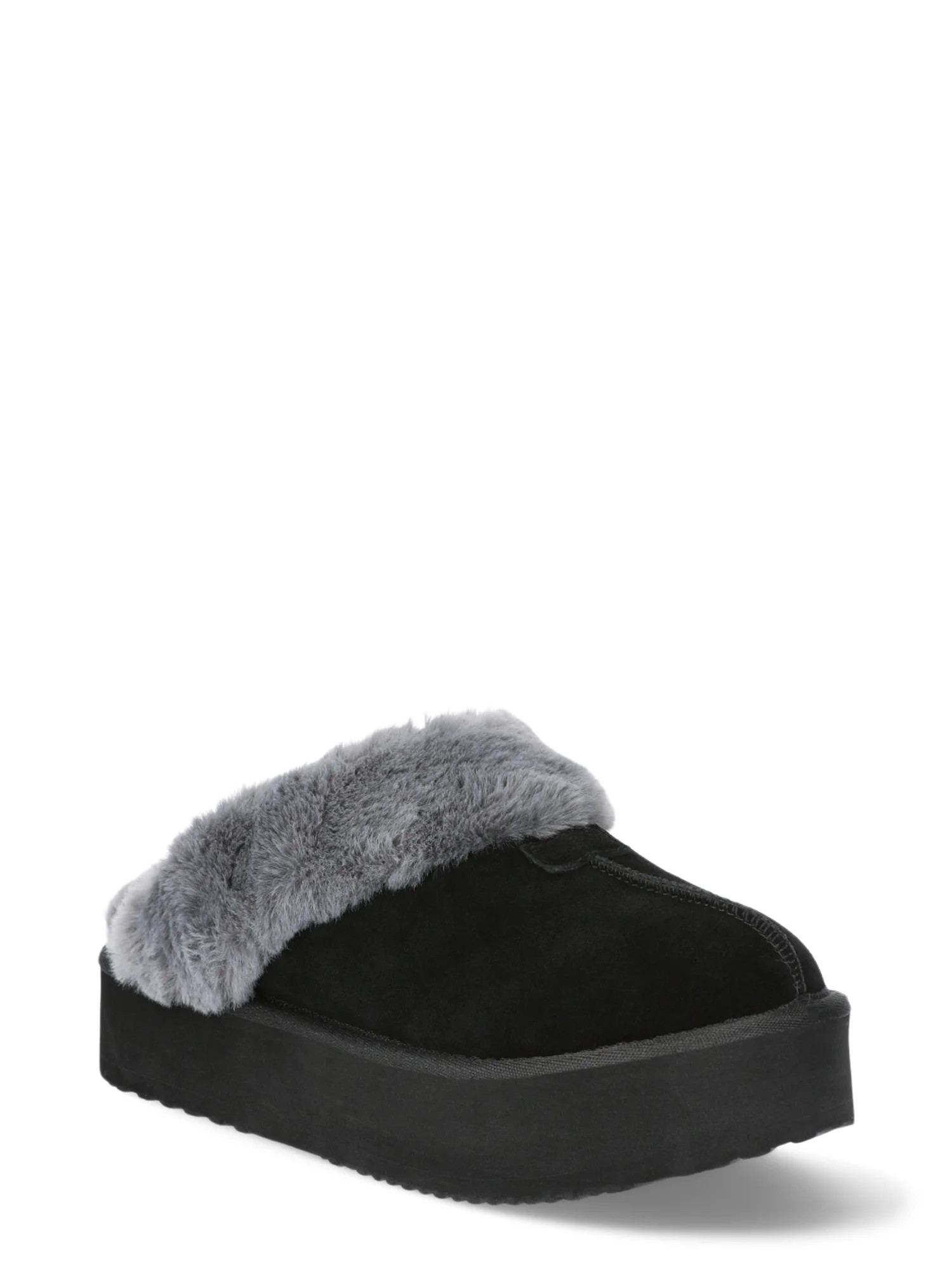 Joyspun Women's Faux Suede Platform Clog Slippers | Walmart (US)