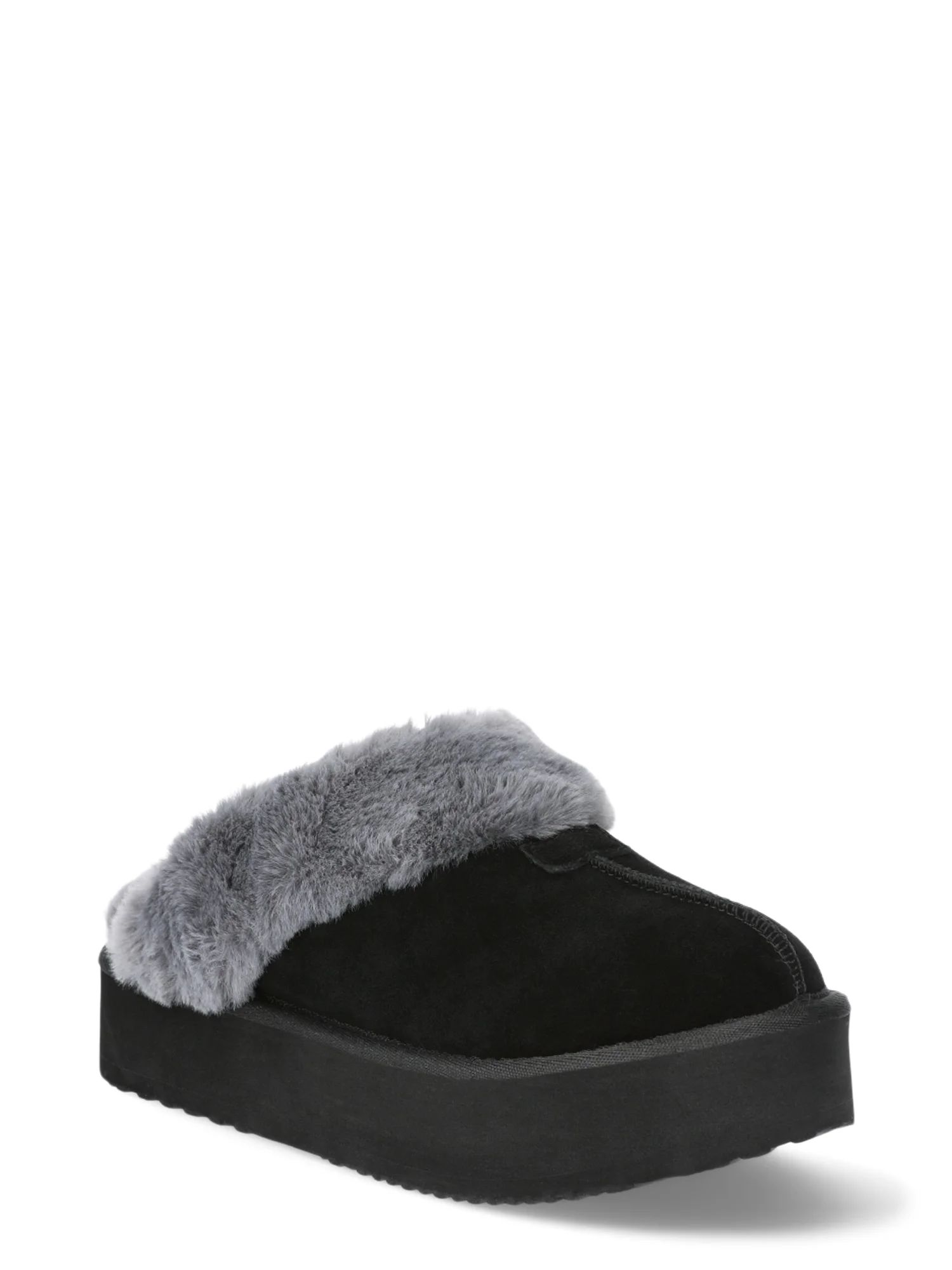 Joyspun Women's Suede Platform Clog Slippers | Walmart (US)