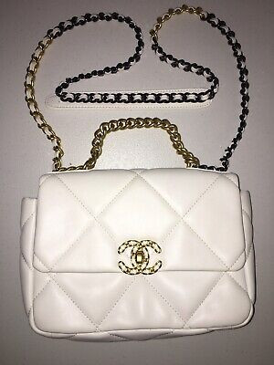 Chanel Quilted Caviar Matelasse white calfskin purse classic flap bag chain CC | eBay US
