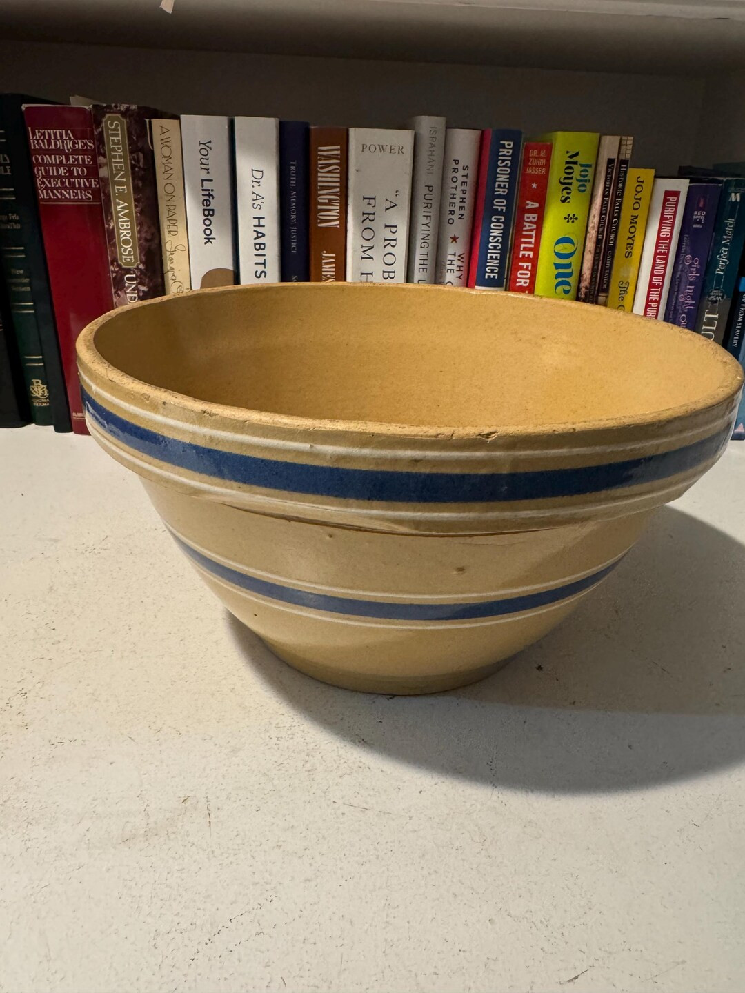 Yellowware 10 Mixing Bowl With Blue and White Stripes - Etsy | Etsy (US)