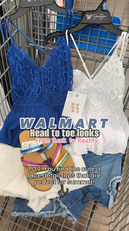 Taking these Walmart $24 lace detail tops from rack to reality today! They have been one of my favorite Walmart finds of the new arrivals ☺️ run TTS and look so cute with shorts and jeans. Perfect summer statement tops! Head to toe Walmart looks.

Walmart fashion. Walmart finds. LTK under 50. Affordable fashion. 