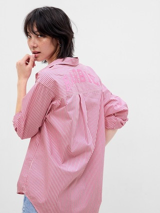 Gap × Barbie™ Adult 100% Organic Cotton Stripe Big Shirt | Gap (CA)