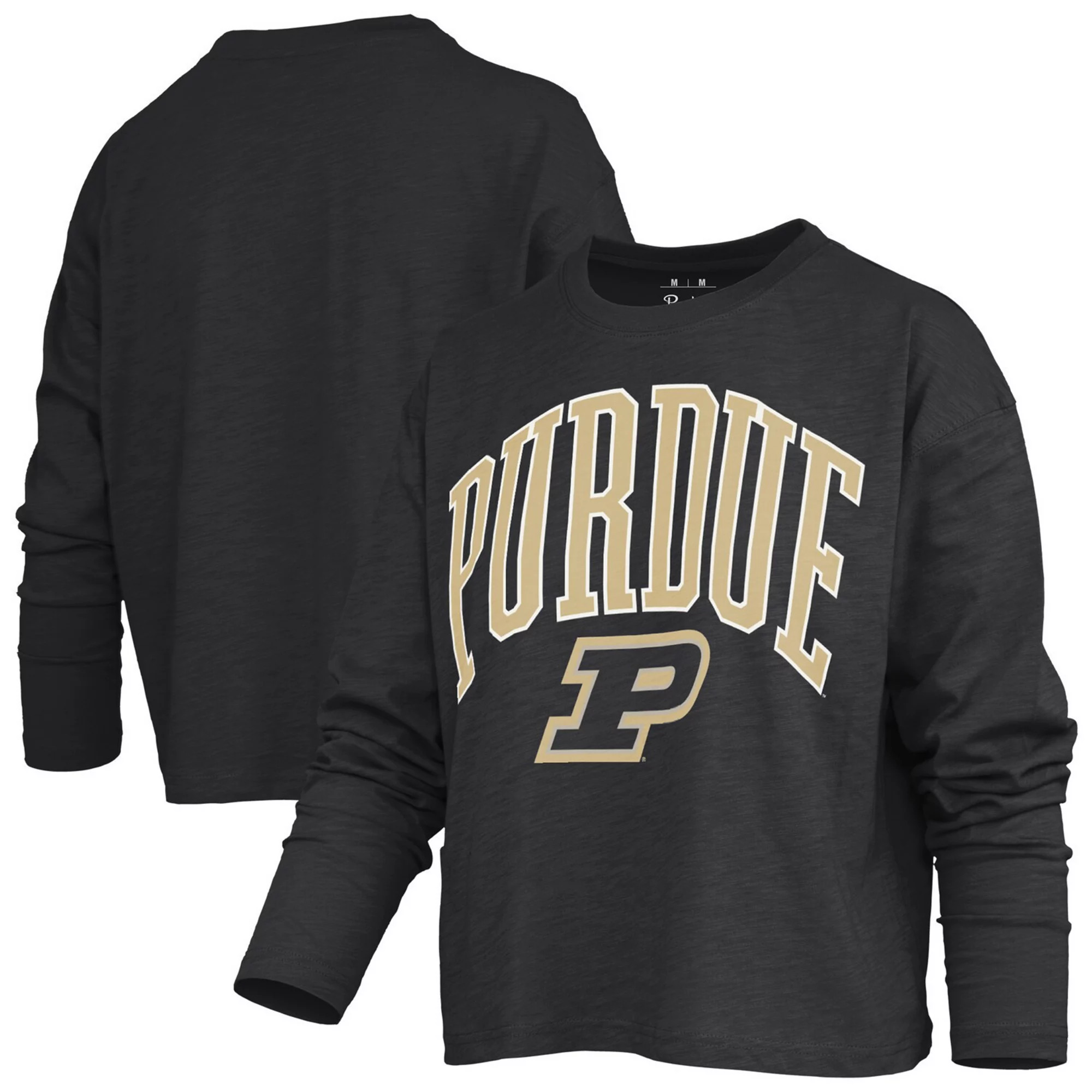 Women's Pressbox Black Purdue Boilermakers Motley Boxy Waist-Length Long Sleeve T-Shirt | Kohl's
