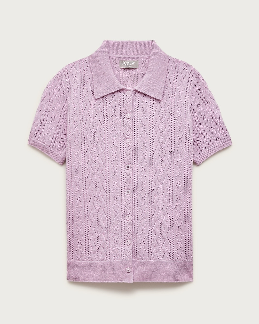 Cashmere pointelle button-up short-sleeve cardigan | J. Crew US