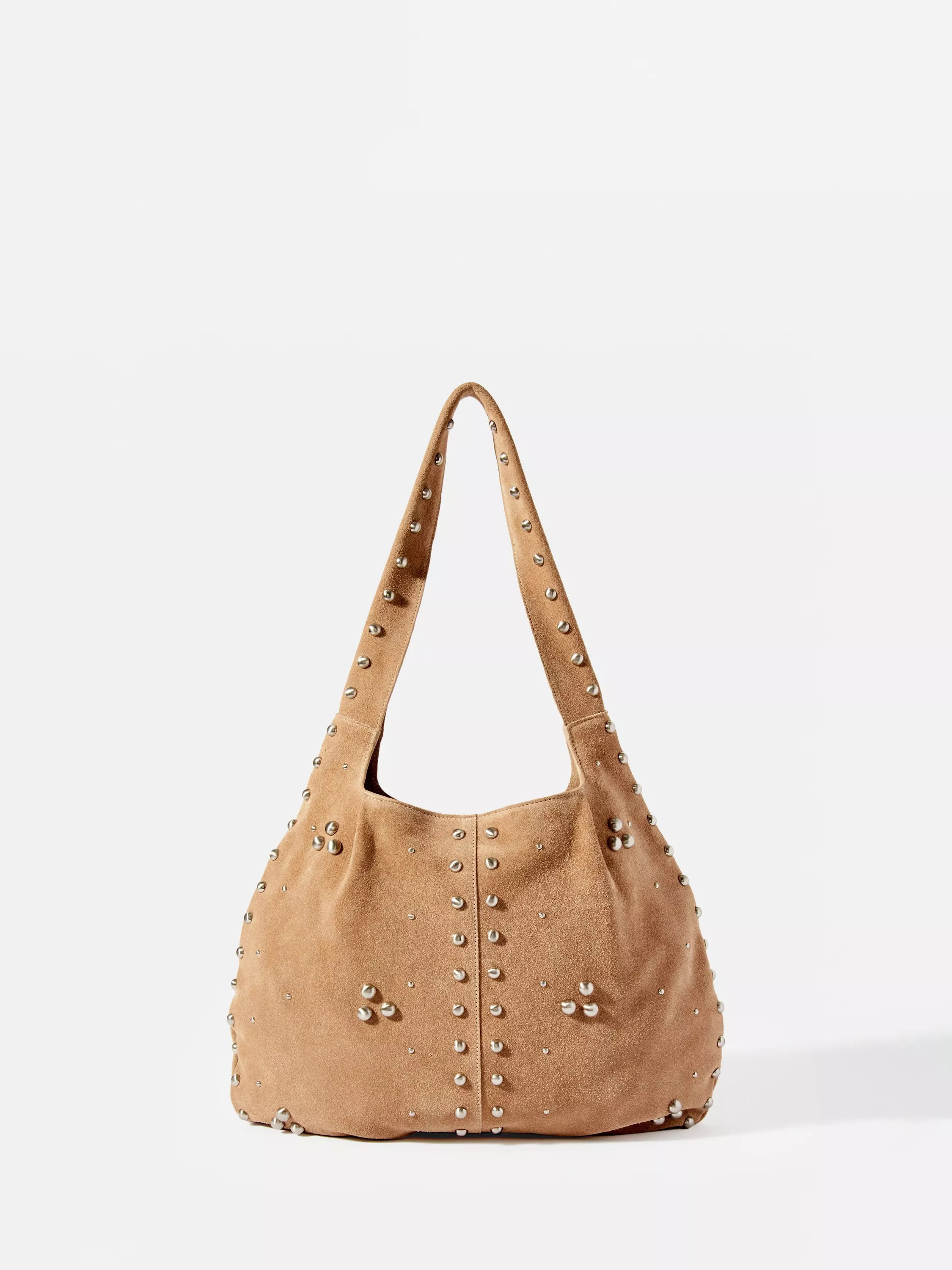 Mint Velvet Suede Studded Bag, Natural | John Lewis (UK)