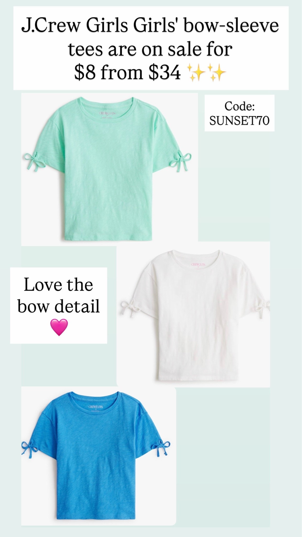 Cutest tees for girls with bow ties for just $8!!!

#LTKKids #LTKSaleAlert