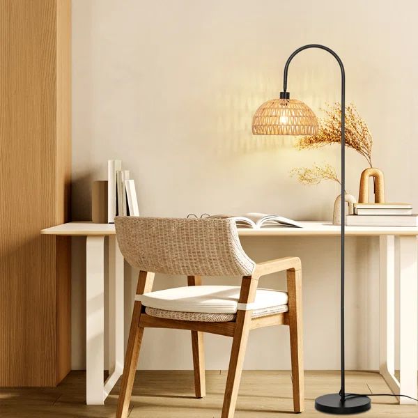 Beltrami 62" Arched/Arc Rattan Floor Lamp | Wayfair North America