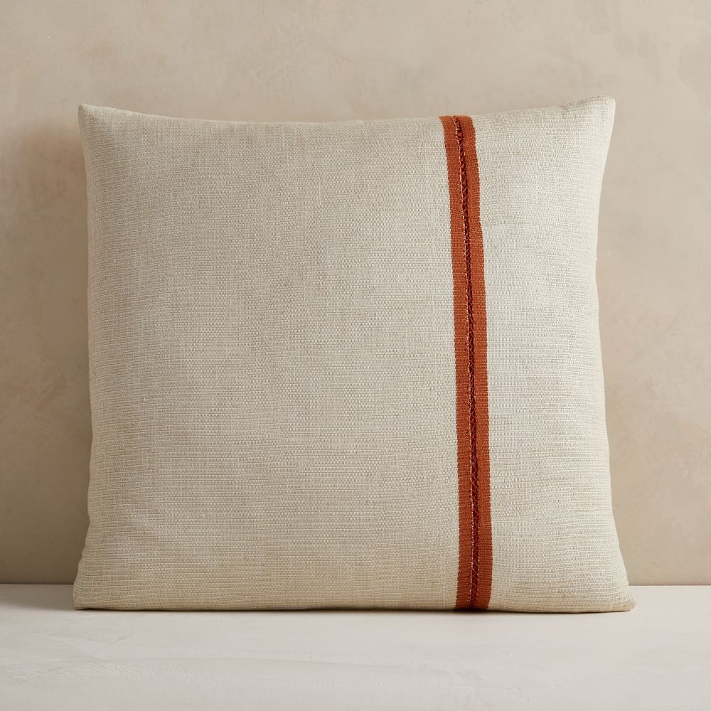 Silk Mono Stripe Pillow Cover, 24&amp;quot;x24&amp;quot;, Natural | West Elm (US)