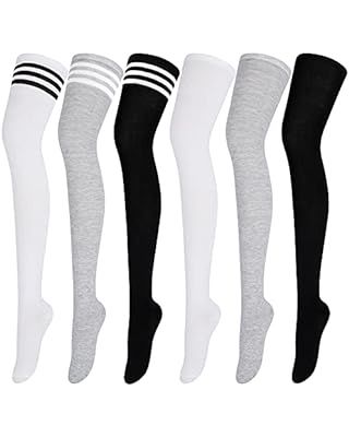 Zando Women Thin Stripes Tube Socks Thigh High Tights Over Knee Socks Casual Knee High Stockings ... | Amazon (US)