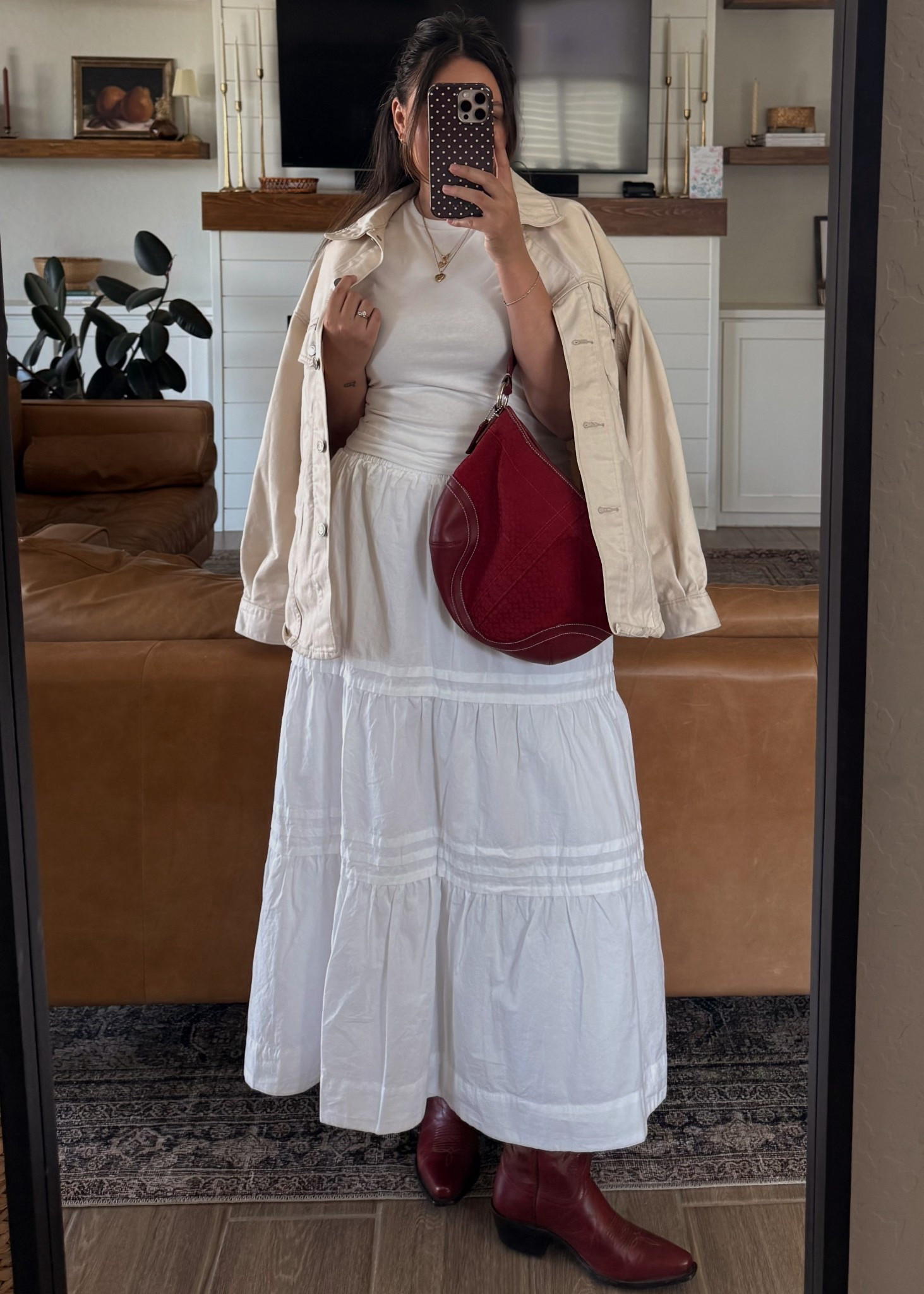 Styling cowboy boots look 4! Sizes below:
Jacket: S (oversized fit)
Tee shirt: M
Skirt: M
Boots: 7.5 (went down a half size)

#LTKSummerEdit #LTKStyleTip #LTKU