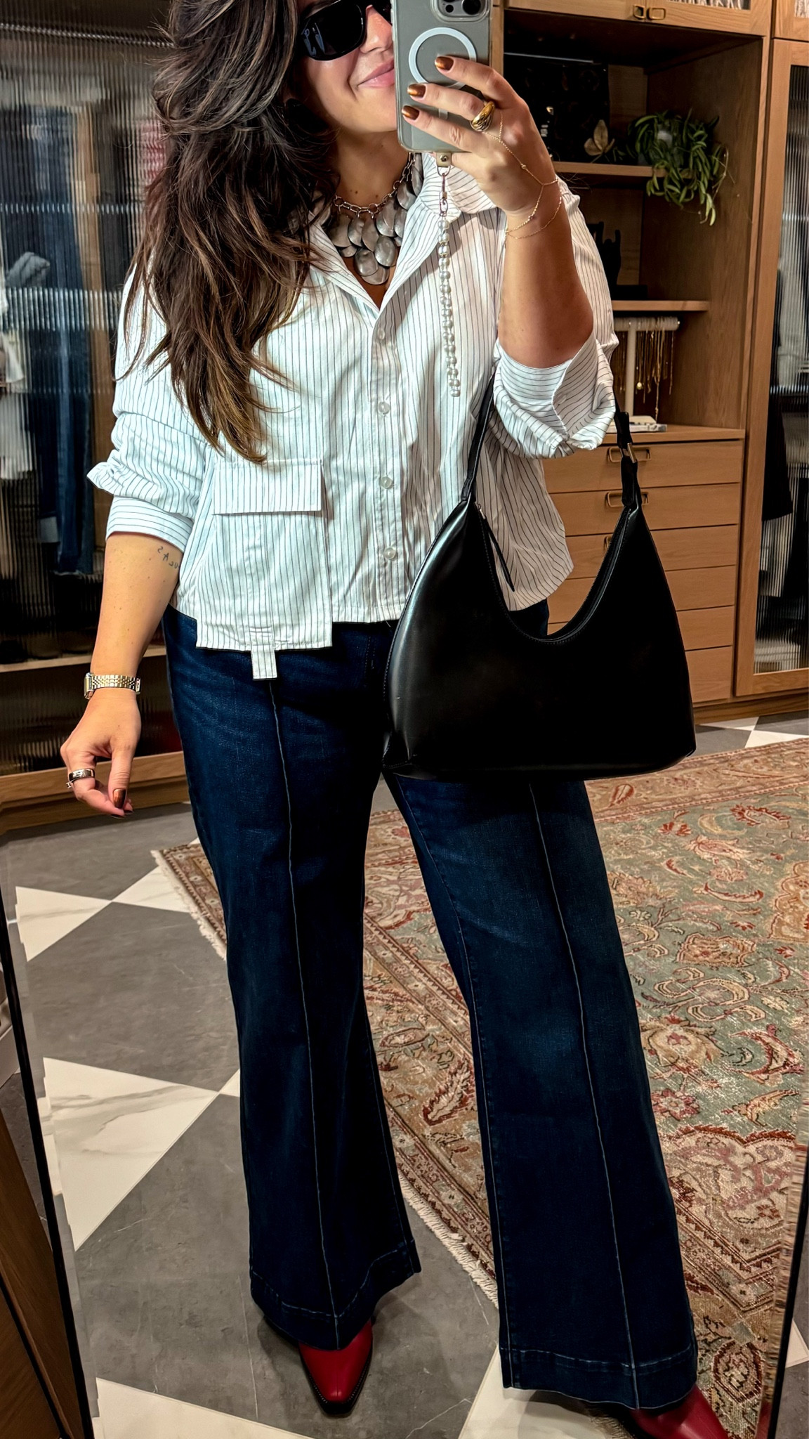 Midsize Walmart fashion fall outfit 
Love this cropped button down utility shirt. Sized up for a loose fit (xxl) 
These jeans!!!! Omg I bought both colors! Tts 
@walmartfashion #walmartfashion #walmartpartner


#LTKFindsUnder50 #LTKMidsize #LTKSeasonal