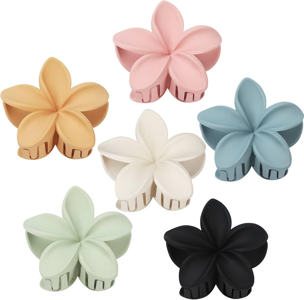 Sisiaipu Flower Hair Claw Clips 6 Pcs Large Claw Clips for Thick Hair Hawaiian Flower Hair Clips ... | Amazon (US)