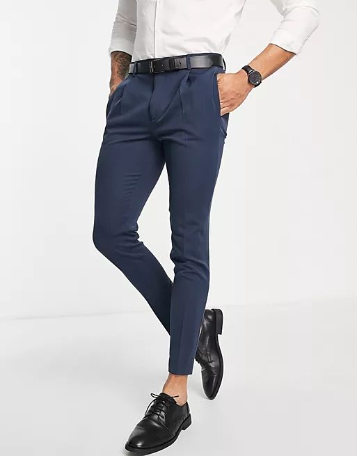 ASOS DESIGN super skinny smart pants in navy | ASOS (Global)