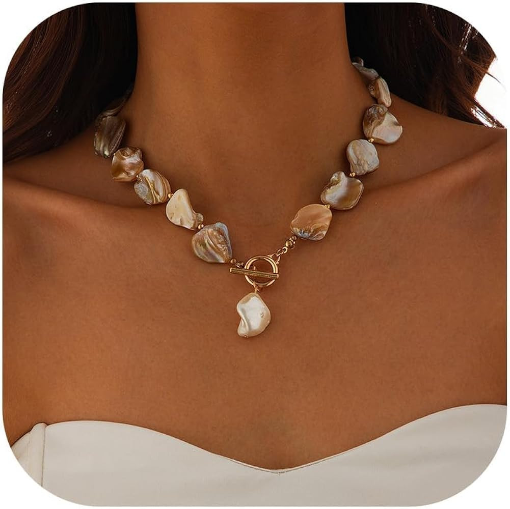 YANCHUN Gold Shell Pendant Necklace for Women Lightweight Beach Necklace Ocean Themed Charms Adju... | Amazon (US)
