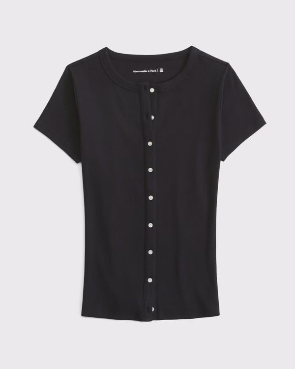 Ribbed Button-Through Top | Abercrombie & Fitch (US)
